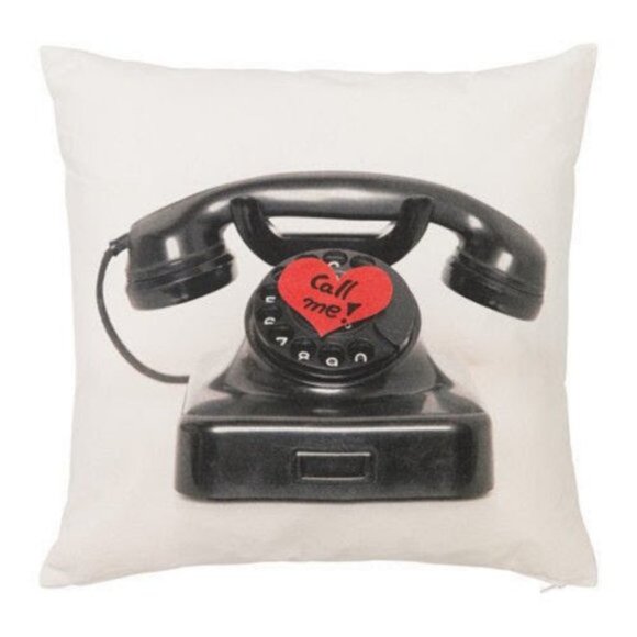 NEW Ikea Velvet Retro Rotary Phone Zip Pillow Cover - Picture 1 of 3